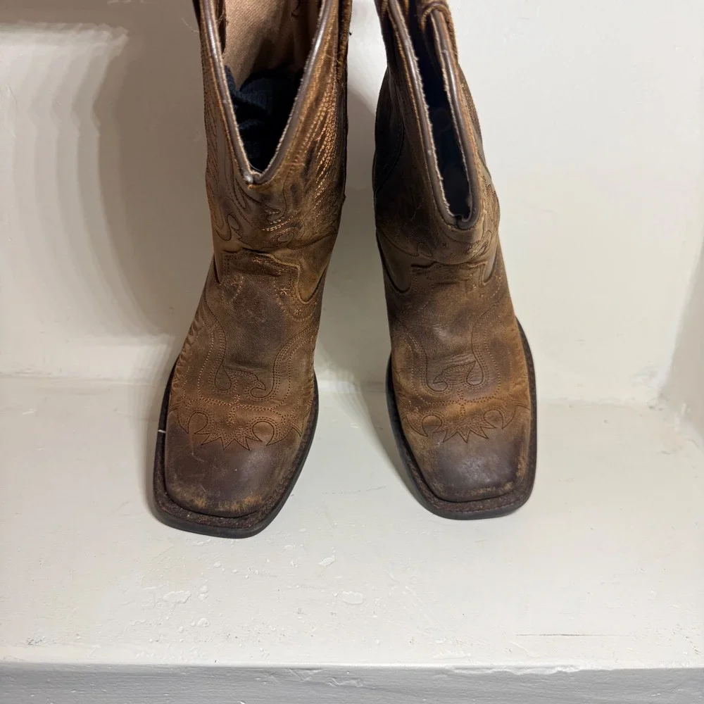 Ariat Cowboy Boots Western Brown Leather Kids Size 2